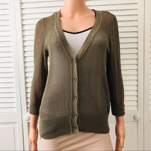 2/$25 FEVER Green Sheer V-Neck Cardigan Size Extra Small